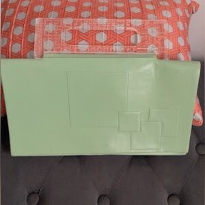 Vintage Givenchy Mint Green Clutch with Geometric Design